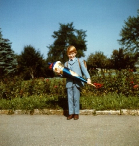 Gnter Ulrich bei der Einschulung 1970 in der Bodenfeld-Grundschule Gppingen